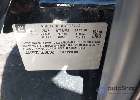 2016 Cadillac Cts Standard from USA, damaged, VIN 1G6AP5SX7G0105543